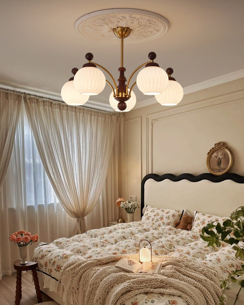 Vedoror Chandelier Classique Orbe Bois Verre Traditionnel - Neutralighting