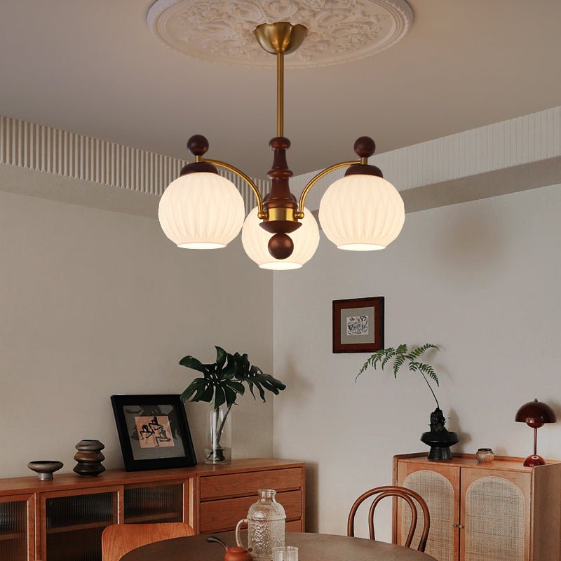 Vedoror Chandelier Classique Orbe Bois Verre Traditionnel - Neutralighting