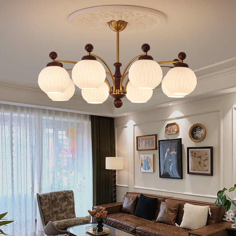 Vedoror Chandelier Classique Orbe Bois Verre Traditionnel - Neutralighting