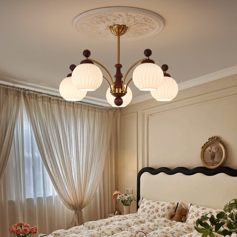 Vedoror Chandelier Classique Orbe Bois Verre Traditionnel - Neutralighting