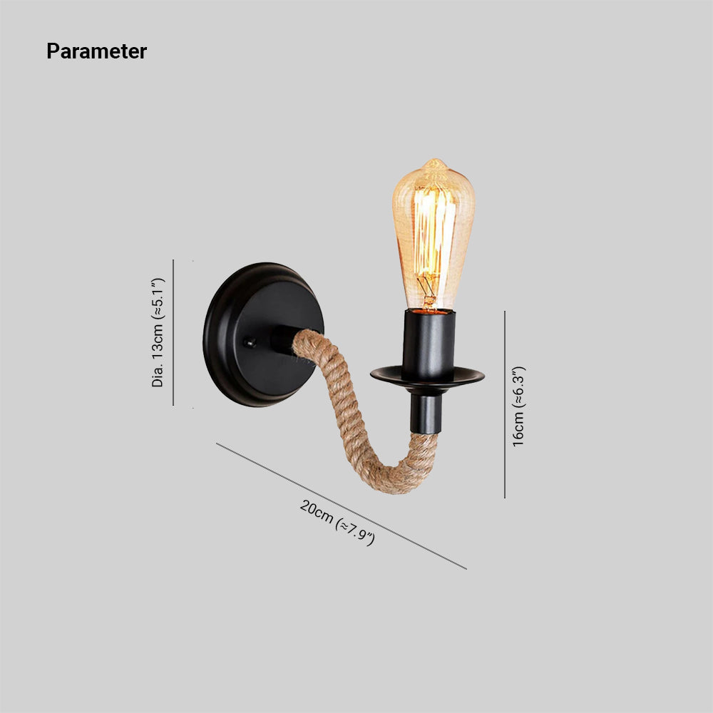 Epoch Applique Murale Moderne Vintage Métal Noir/Corde Couloir - Neutralighting