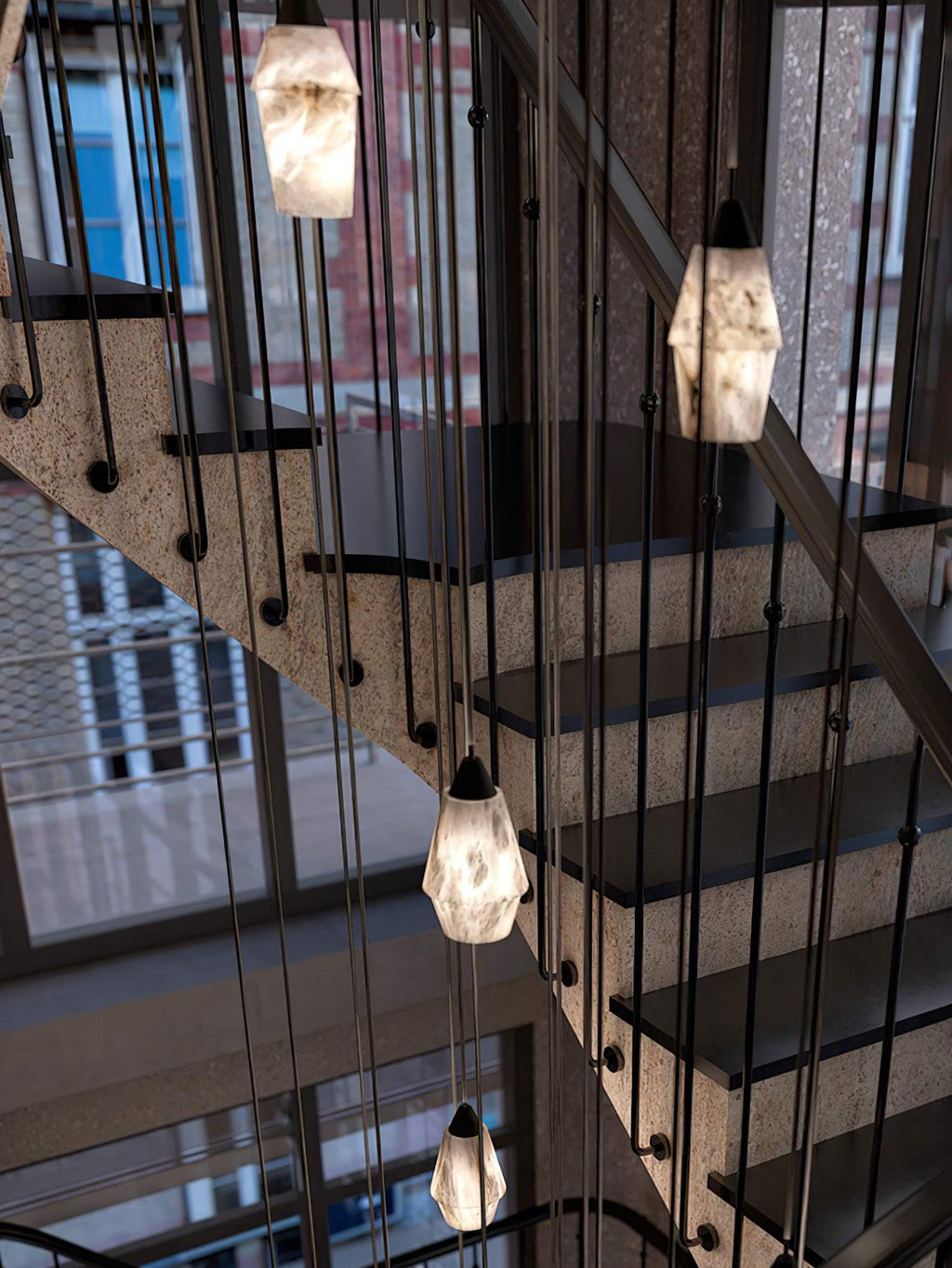 Ostara Suspension Laiton Albâtre - Neutralighting