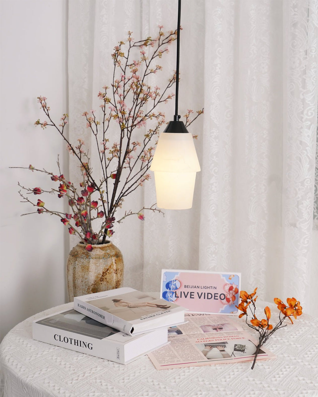 Ostara Suspension Laiton Albâtre - Neutralighting
