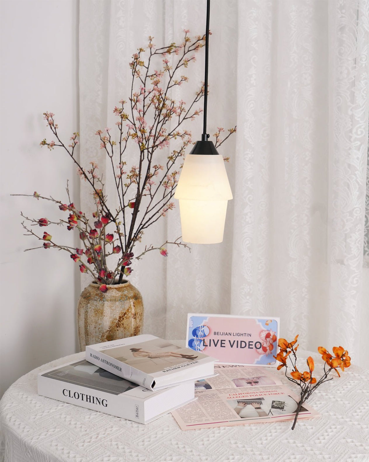 Ostara Suspension Laiton Albâtre - Neutralighting