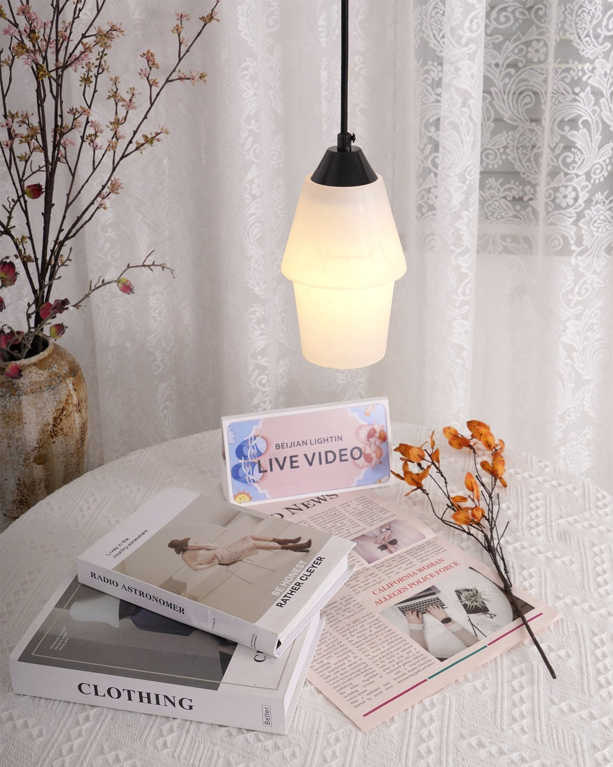 Ostara Suspension Laiton Albâtre - Neutralighting