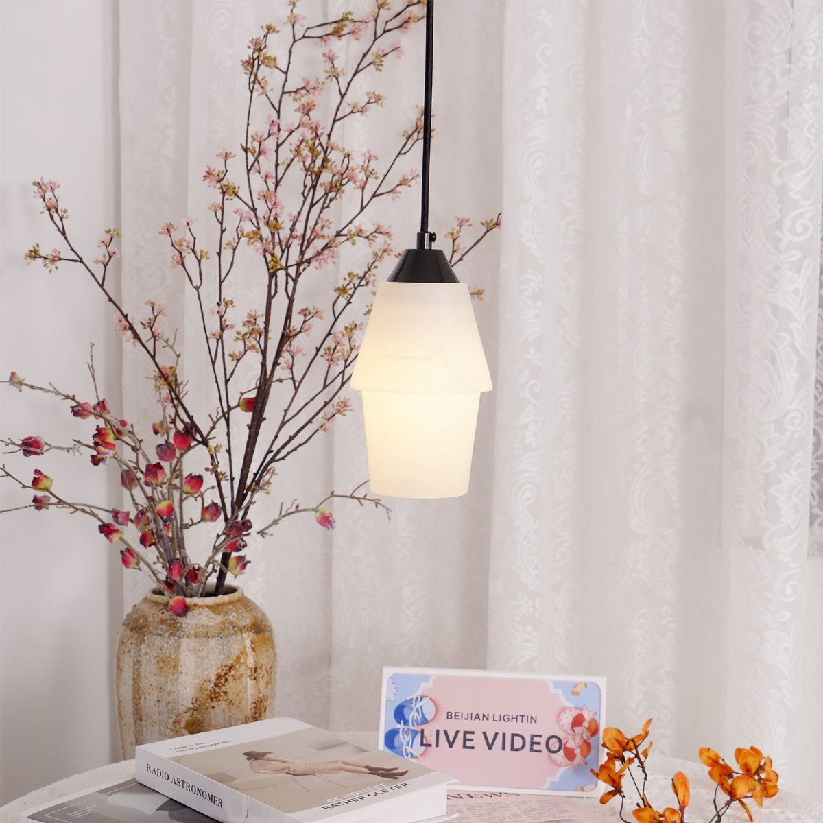 Ostara Suspension Laiton Albâtre - Neutralighting