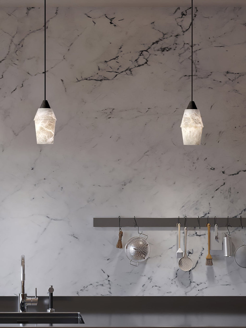 Ostara Suspension Laiton Albâtre - Neutralighting