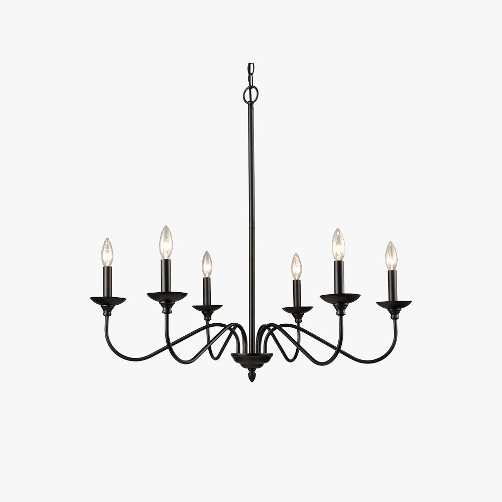 Silva Lustre Bougie LED Moderne, Métal, Noir, Chambre à Coucher - Neutralighting