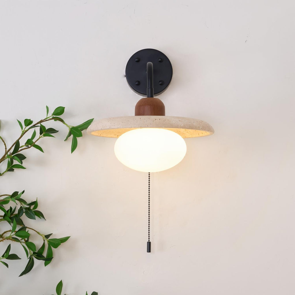 Solaro Applique Murale Travertin Interrupteur à Chaîne - Neutralighting
