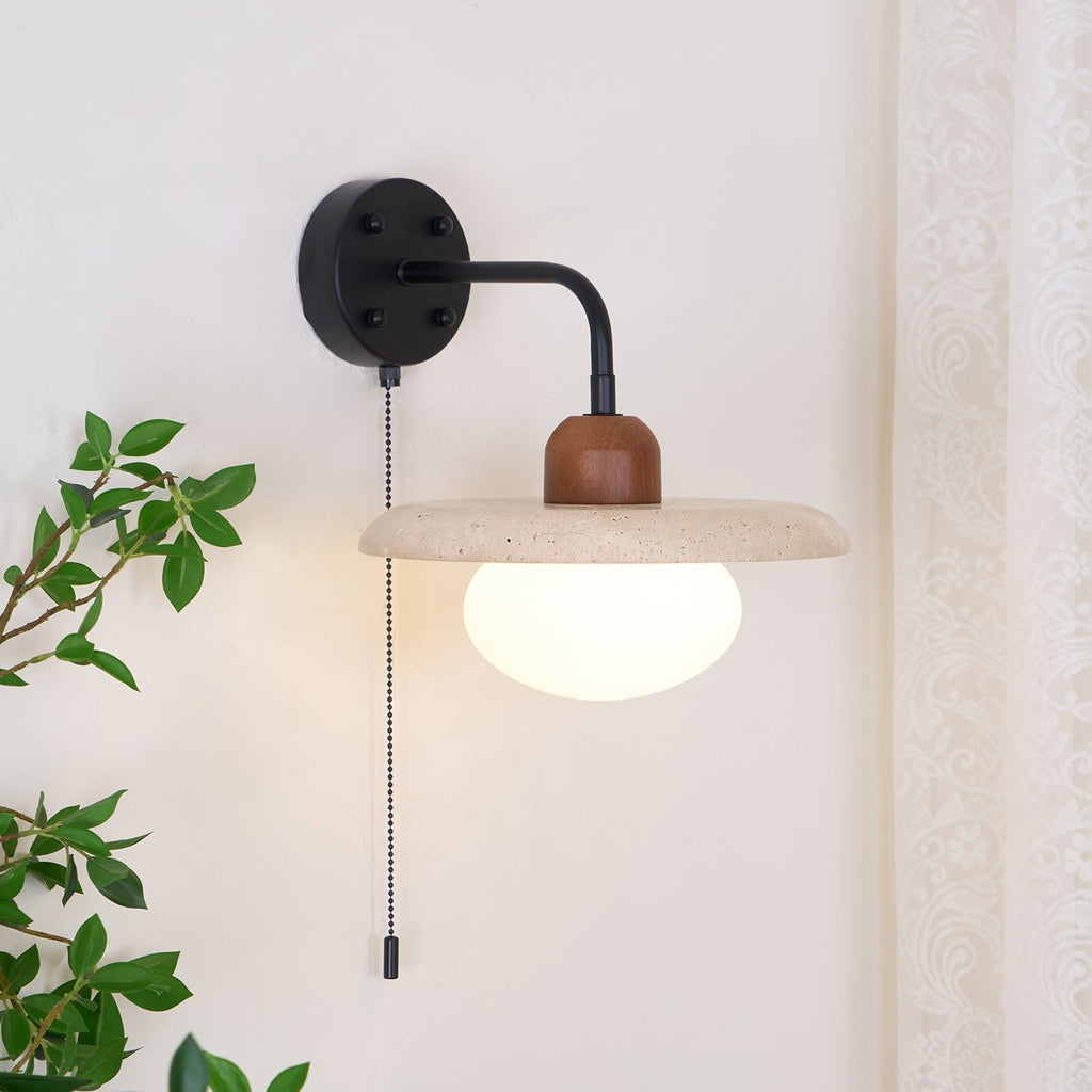 Solaro Applique Murale Travertin Interrupteur à Chaîne - Neutralighting