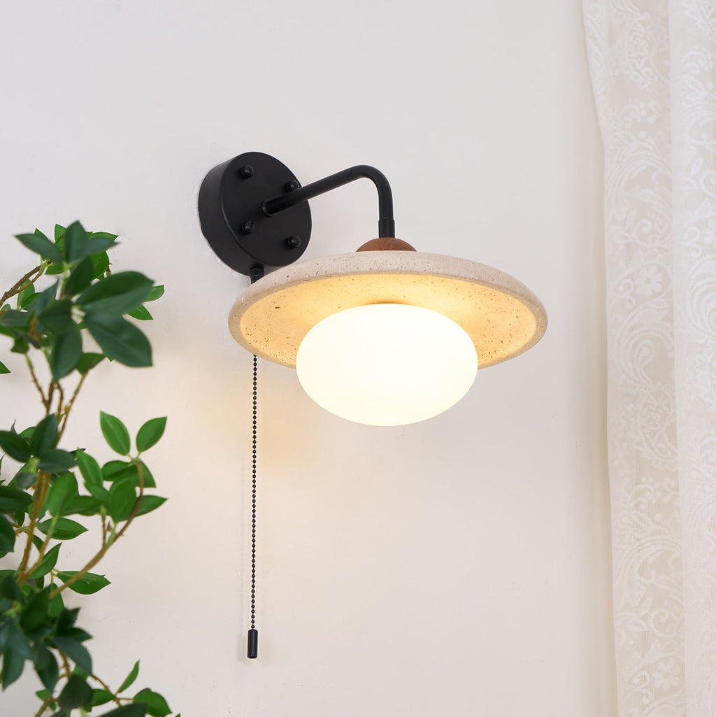 Solaro Applique Murale Travertin Interrupteur à Chaîne - Neutralighting