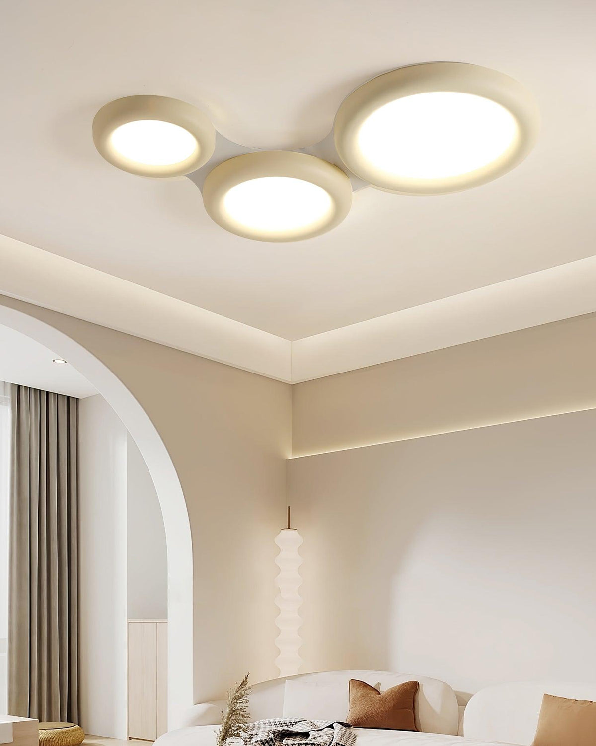 Lumence Plafonnier beige encastré avec rosace en acrylique minimaliste - Neutralighting