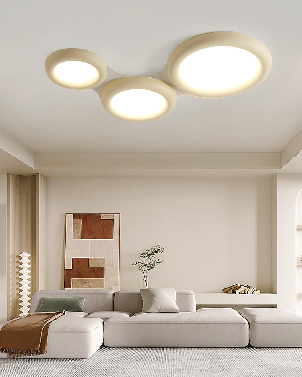 Lumence Plafonnier beige encastré avec rosace en acrylique minimaliste - Neutralighting