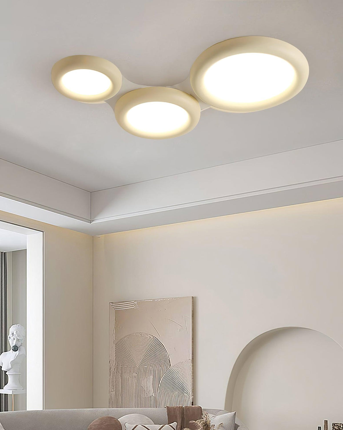 Lumence Plafonnier beige encastré avec rosace en acrylique minimaliste - Neutralighting