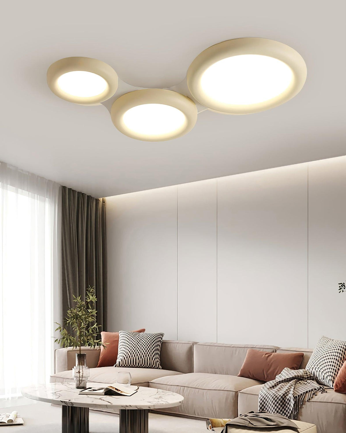 Lumence Plafonnier beige encastré avec rosace en acrylique minimaliste - Neutralighting