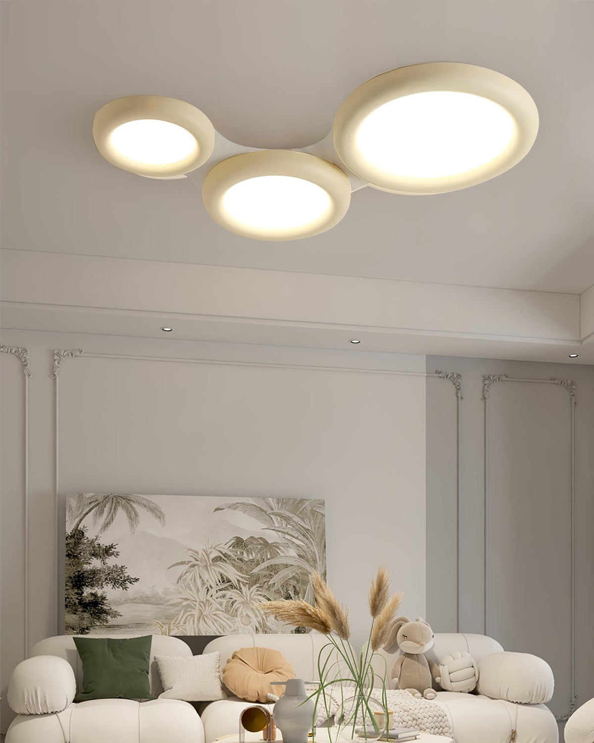 Lumence Plafonnier beige encastré avec rosace en acrylique minimaliste - Neutralighting