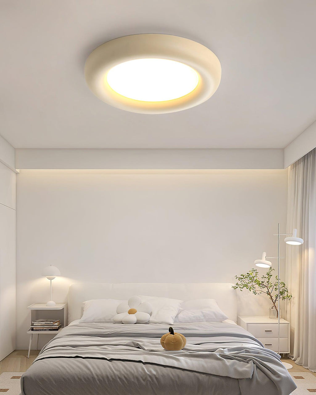 Lumence Plafonnier beige encastré avec rosace en acrylique minimaliste - Neutralighting