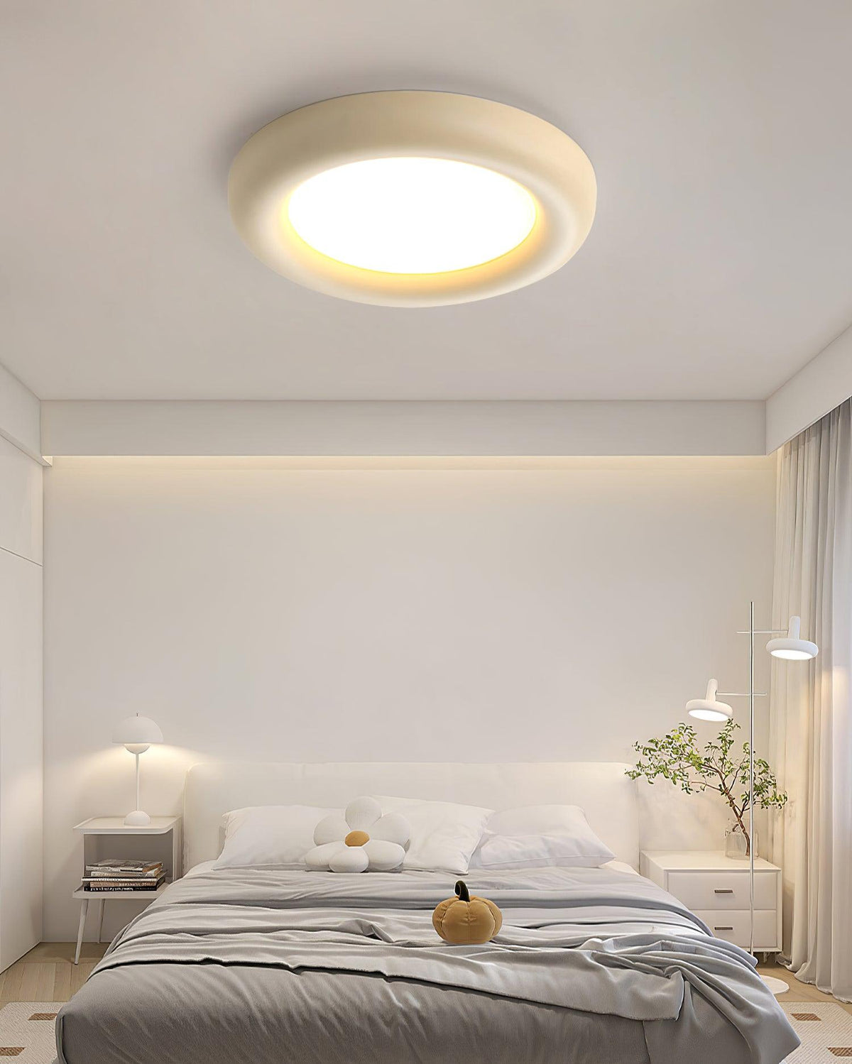 Lumence Plafonnier beige encastré avec rosace en acrylique minimaliste - Neutralighting
