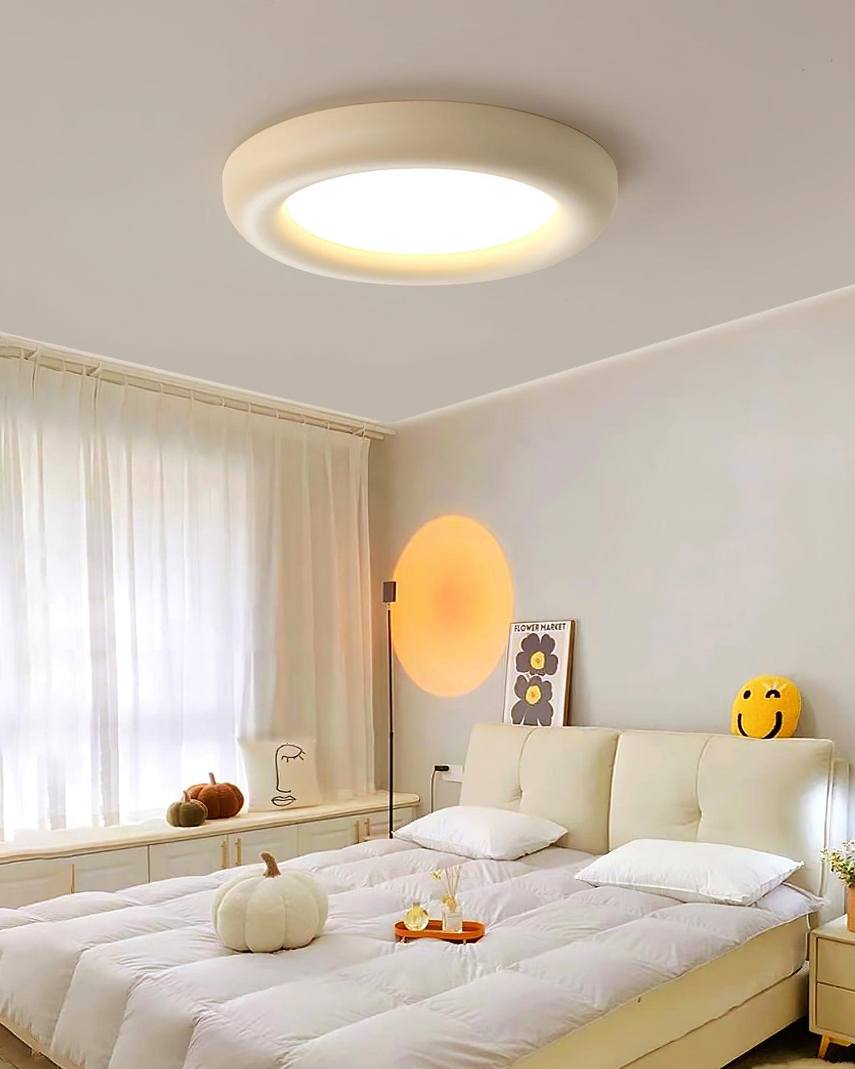 Lumence Plafonnier beige encastré avec rosace en acrylique minimaliste - Neutralighting