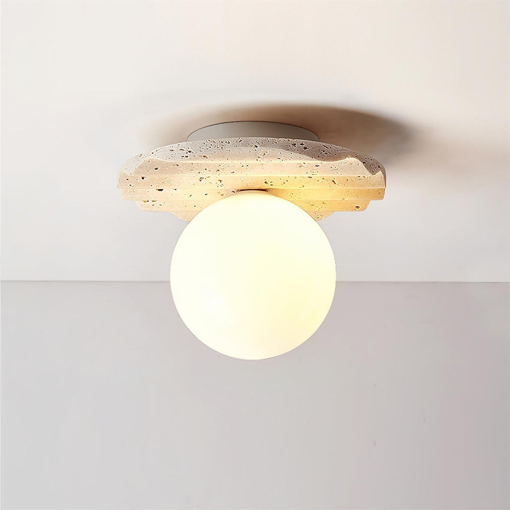 Ritta Plafonnier Travertin Verre - Neutralighting