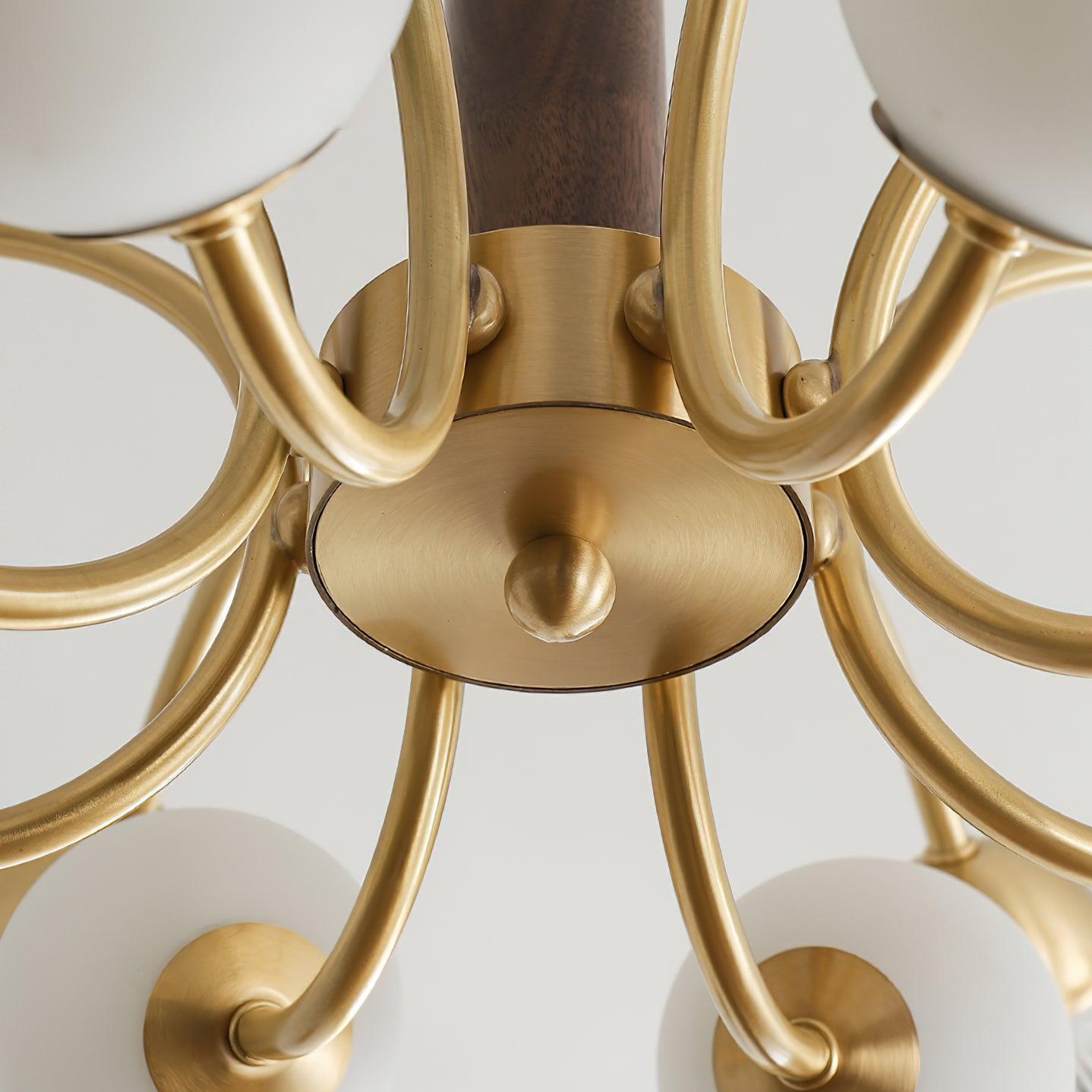 Talia Lustre Abat-jours en Verre Plissés Laiton Bois - Neutralighting