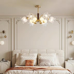 Talia Lustre Abat-jours en Verre Plissés Laiton Bois - Neutralighting