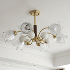 Talia Lustre Abat-jours en Verre Plissés Laiton Bois - Neutralighting