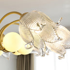 Talia Lustre Abat-jours en Verre Plissés Laiton Bois - Neutralighting