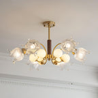 Talia Lustre Abat-jours en Verre Plissés Laiton Bois - Neutralighting