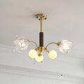 Talia Lustre Abat-jours en Verre Plissés Laiton Bois - Neutralighting