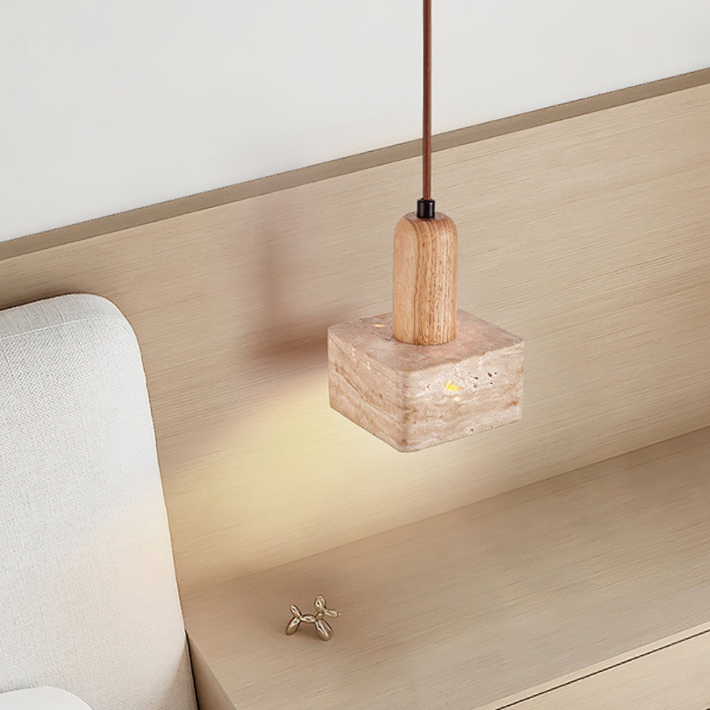 Ritta Suspension Carrée en Travertin - Neutralighting