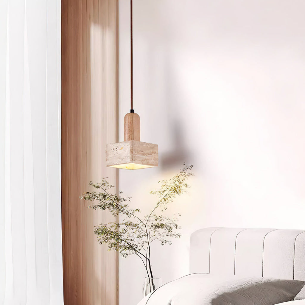 Ritta Suspension Carrée en Travertin - Neutralighting