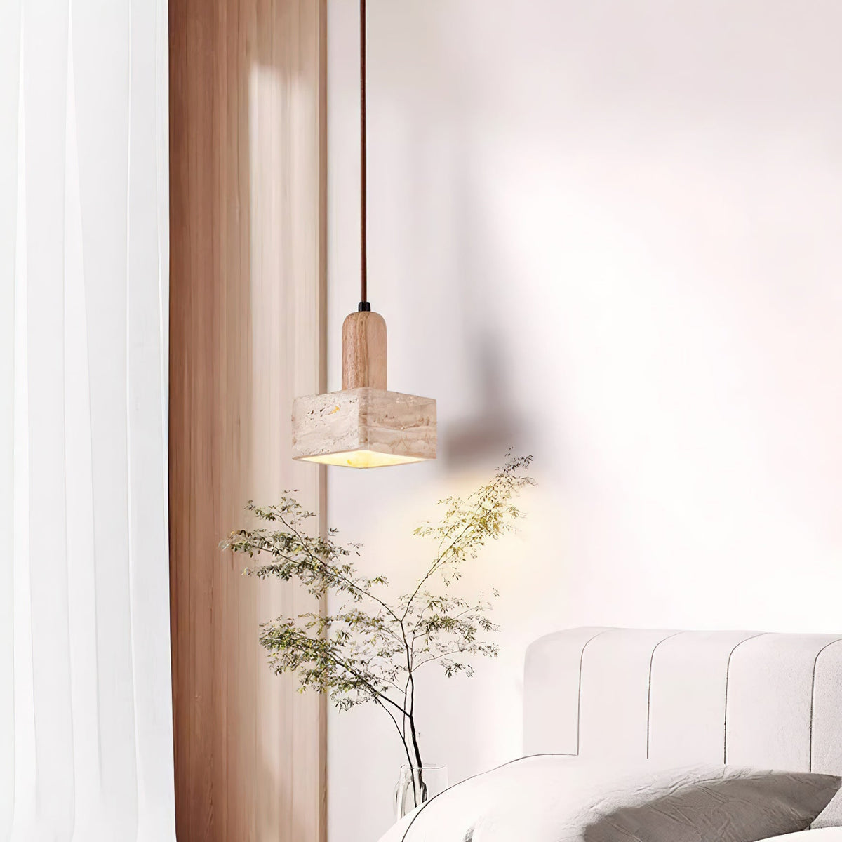 Ritta Suspension Carrée en Travertin - Neutralighting