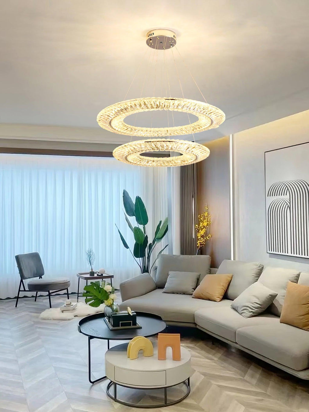 Lustra Chandelier Géométrique Cristal LED Élégant - Neutralighting