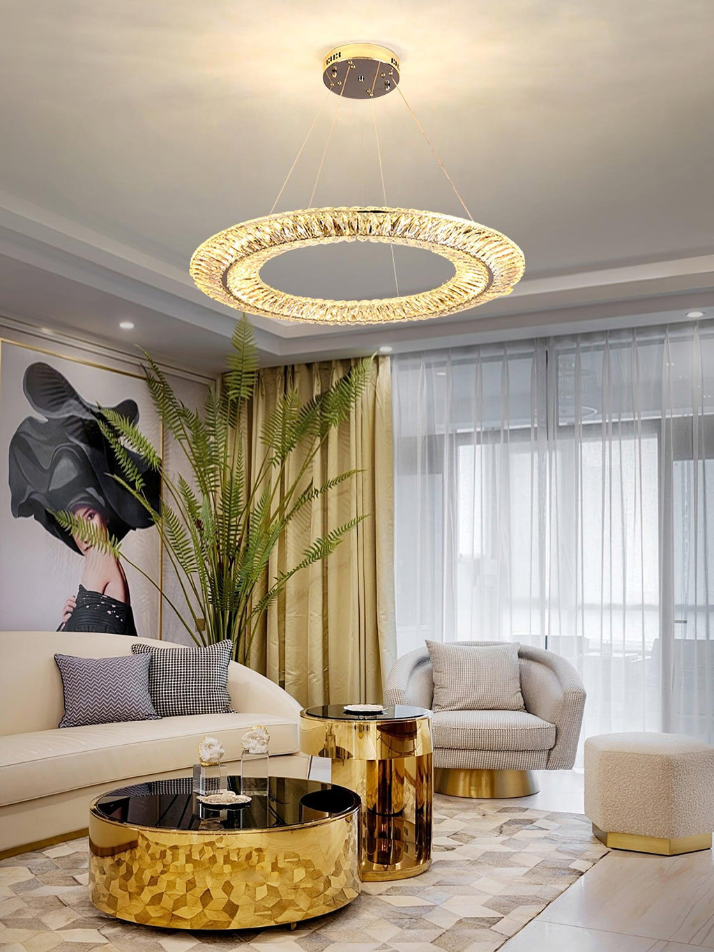 Lustra Chandelier Géométrique Cristal LED Élégant - Neutralighting