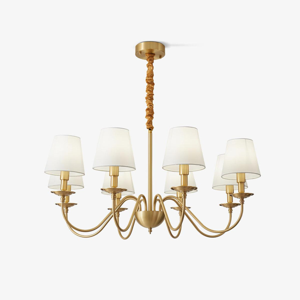 Lustra Chandelier Classique à Abat-jour en Tissu et Laiton - Neutralighting