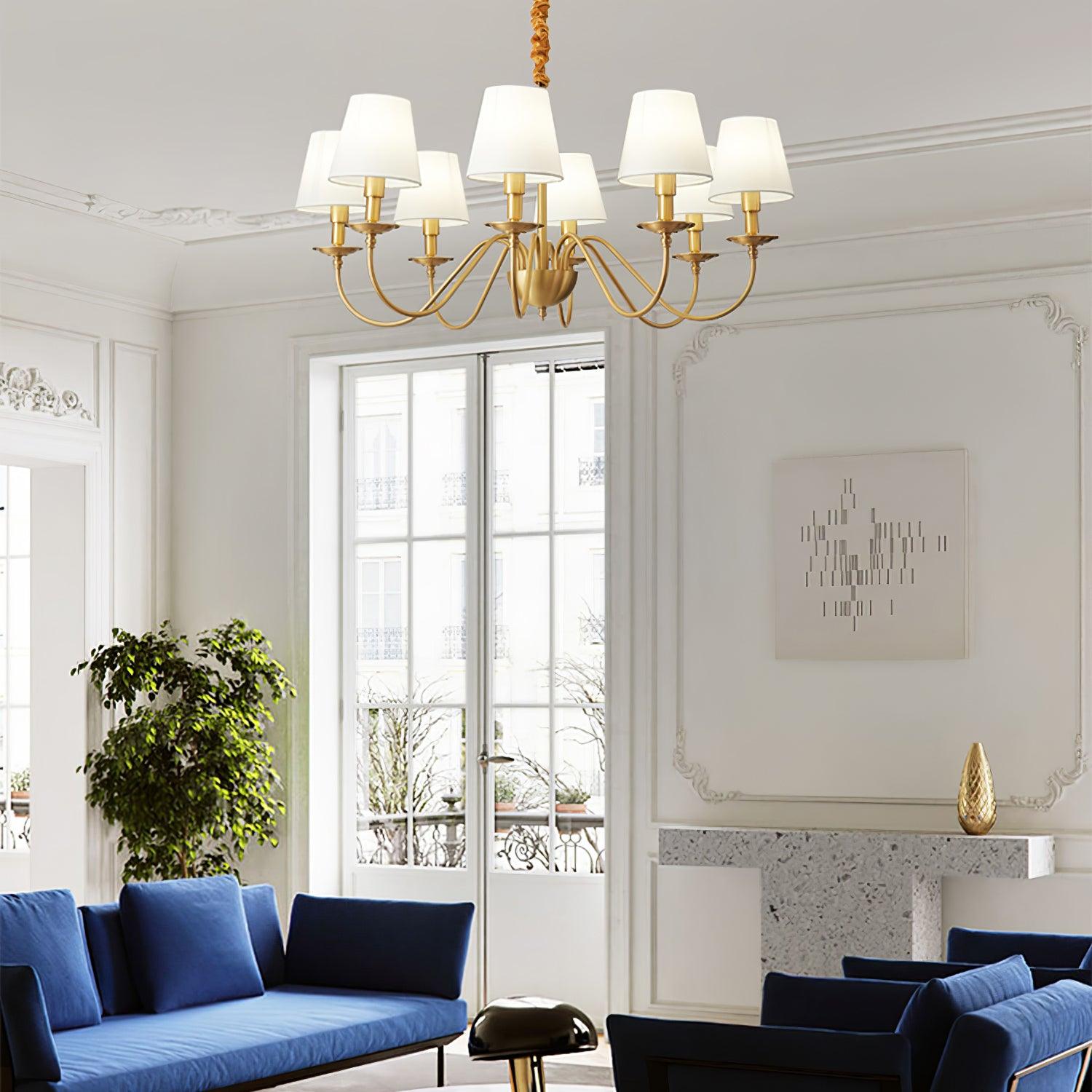 Lustra Chandelier Classique à Abat-jour en Tissu et Laiton - Neutralighting