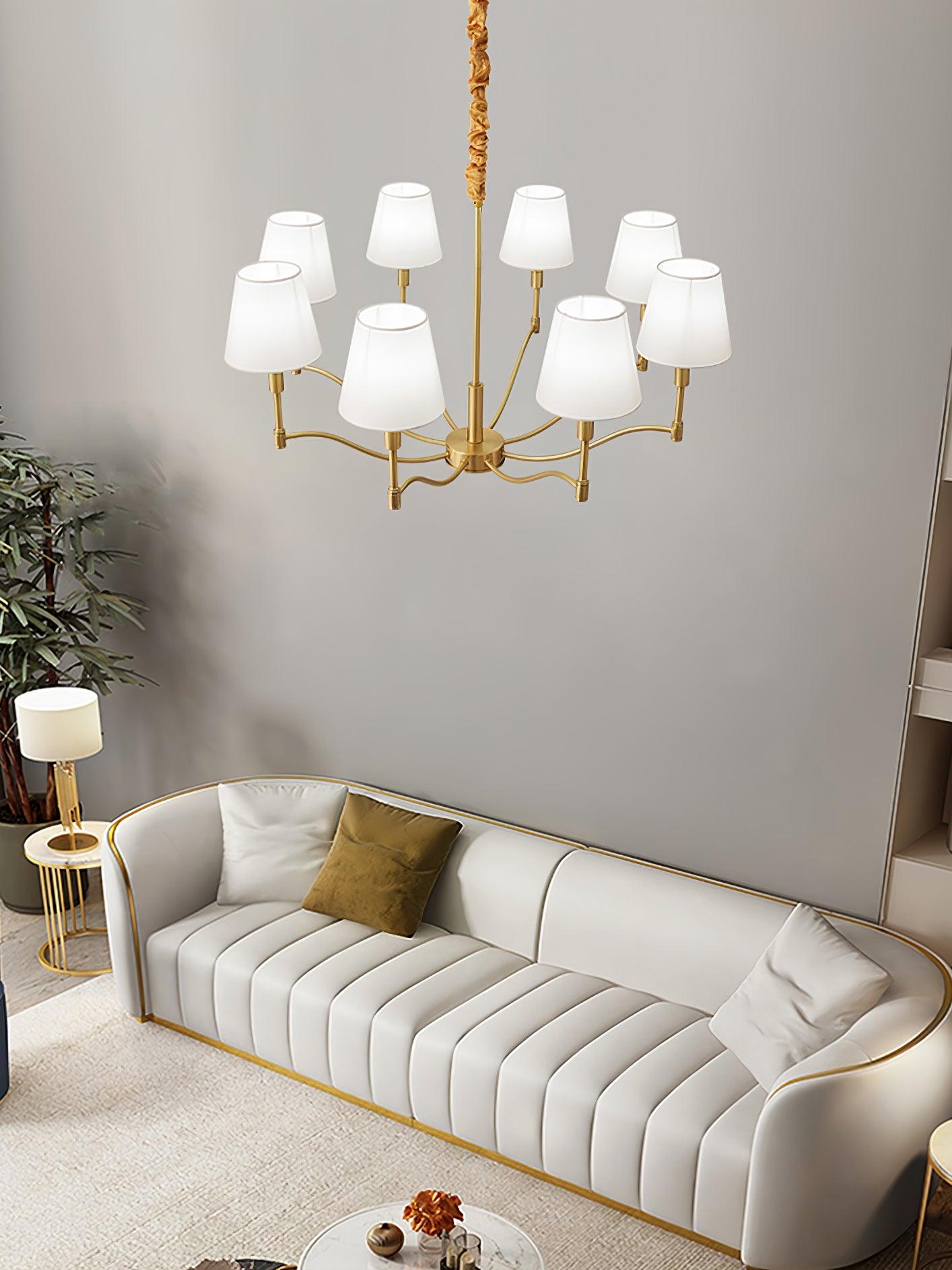 Lustra Chandelier Classique à Abat-jour en Tissu et Laiton - Neutralighting