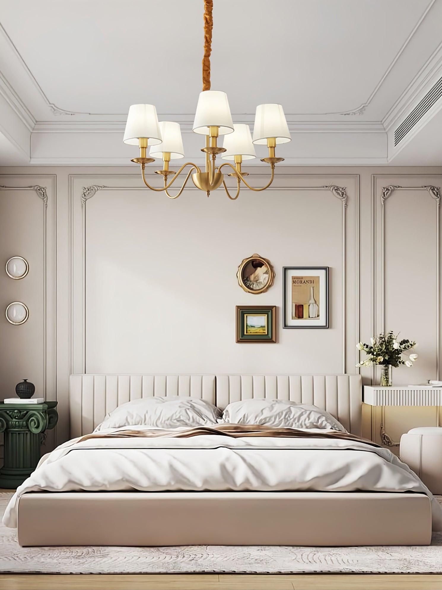 Lustra Chandelier Classique à Abat-jour en Tissu et Laiton - Neutralighting