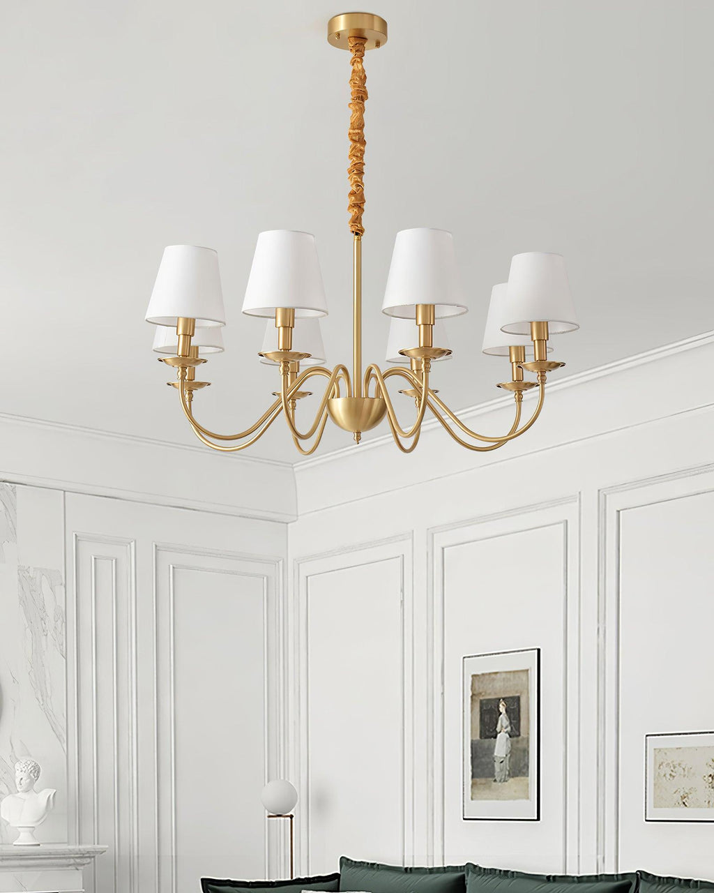 Lustra Chandelier Classique à Abat-jour en Tissu et Laiton - Neutralighting