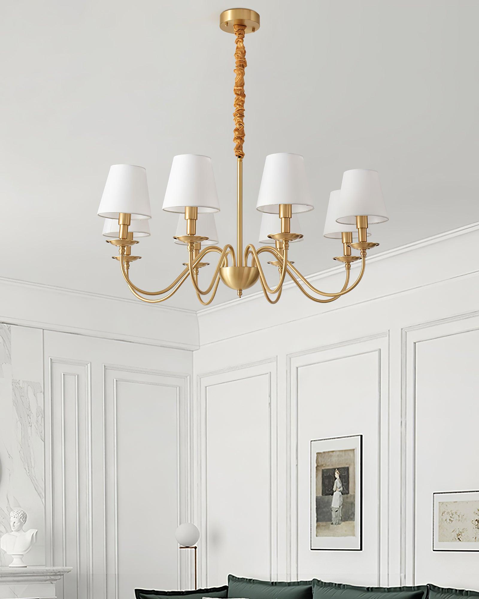 Lustra Chandelier Classique à Abat-jour en Tissu et Laiton - Neutralighting