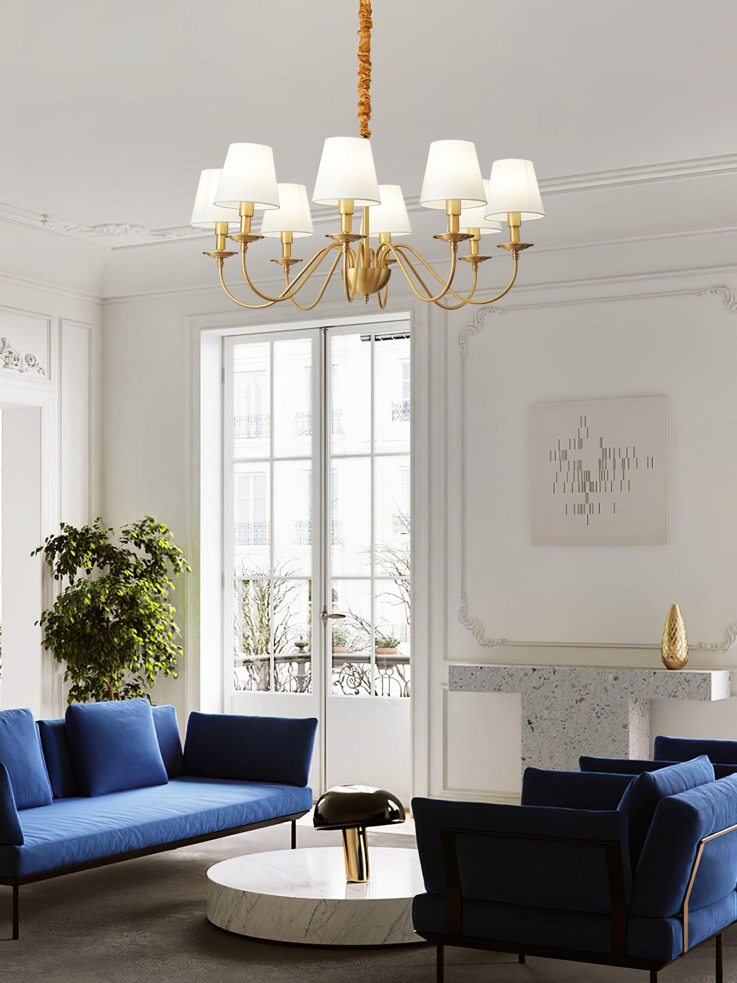 Lustra Chandelier Classique à Abat-jour en Tissu et Laiton - Neutralighting