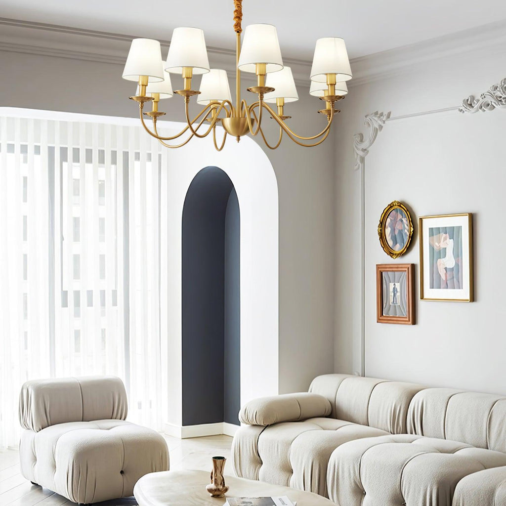 Lustra Chandelier Classique à Abat-jour en Tissu et Laiton - Neutralighting