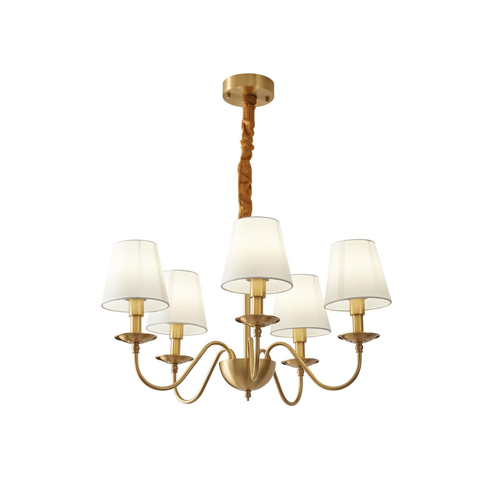 Lustra Chandelier Classique à Abat-jour en Tissu et Laiton - Neutralighting