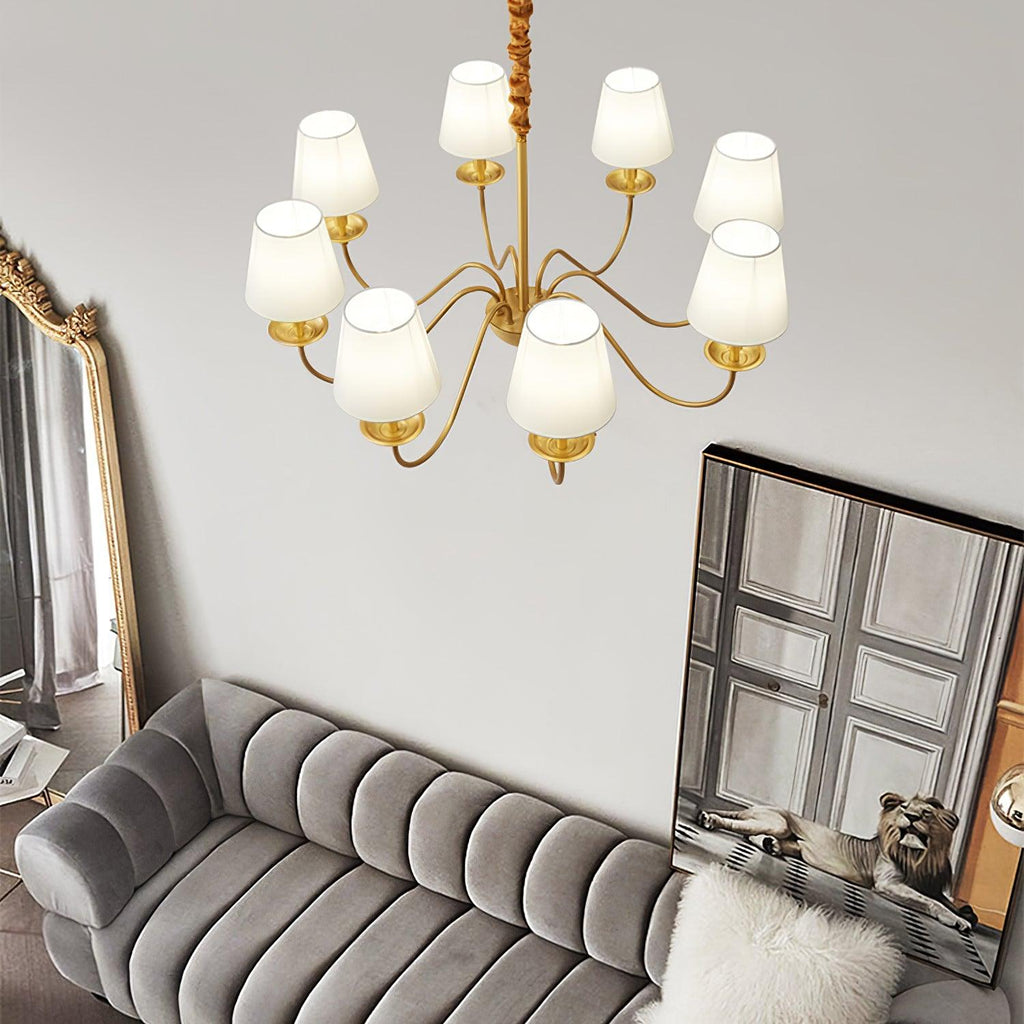 Lustra Chandelier Classique à Abat-jour en Tissu et Laiton - Neutralighting