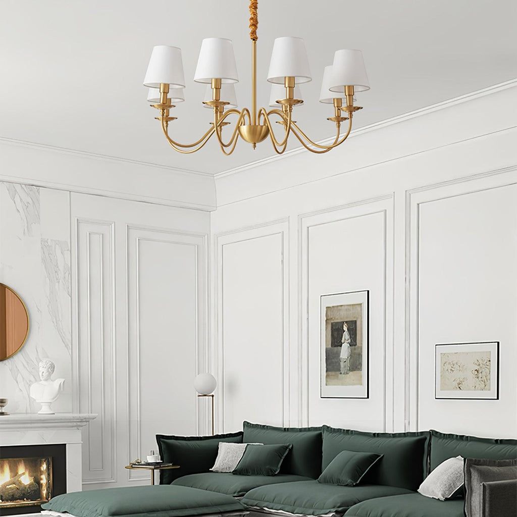 Lustra Chandelier Classique à Abat-jour en Tissu et Laiton - Neutralighting
