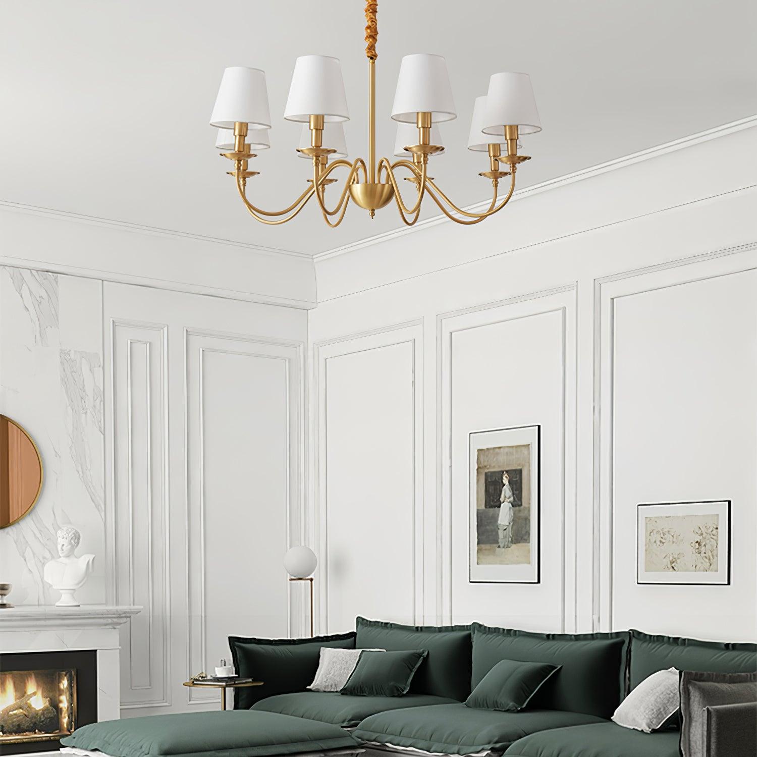 Lustra Chandelier Classique à Abat-jour en Tissu et Laiton - Neutralighting