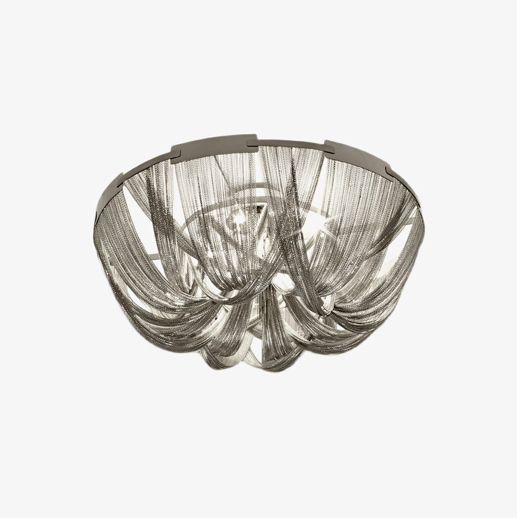 Lustra Plafonnier Frange Chaîne Cadre Nickel - Neutralighting
