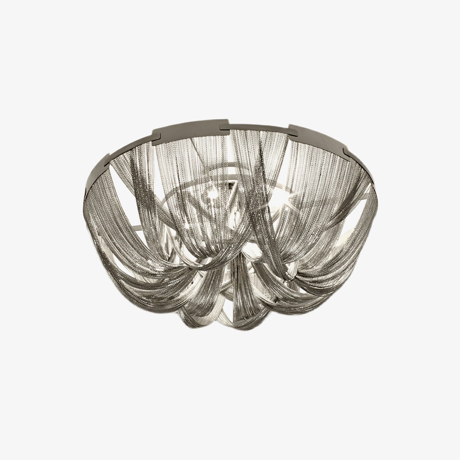 Lustra Plafonnier Frange Chaîne Cadre Nickel - Neutralighting