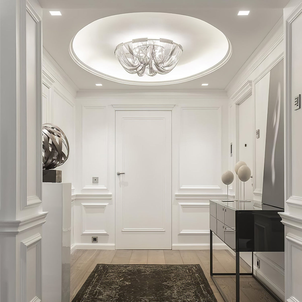 Lustra Plafonnier Frange Chaîne Cadre Nickel - Neutralighting